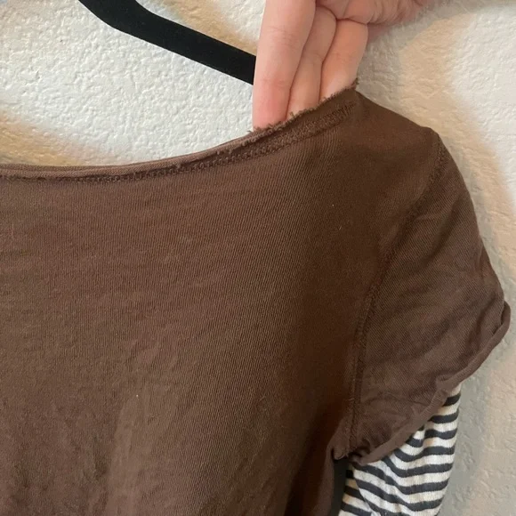 Urban Outfitters Brown Long Sleeve Top with Striped Accents - Picture 4 of 5